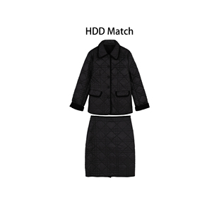 半身裙套装 HDD 菱形格夹棉气质外套 女款 Y1025 菱形块