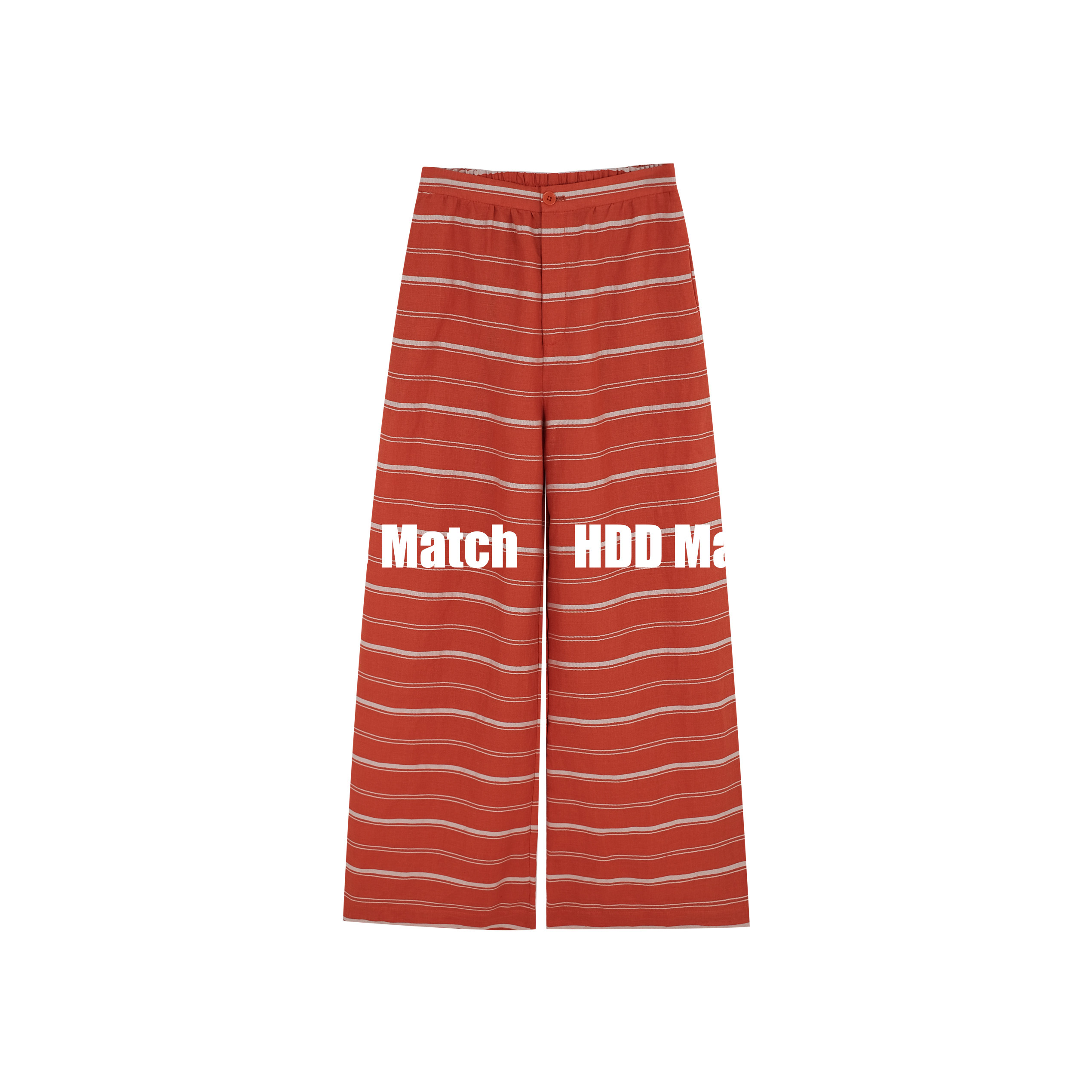 HDD- "橙汁香草" 亚麻 女款定染宽松百搭条纹亚麻休闲裤 Y1499