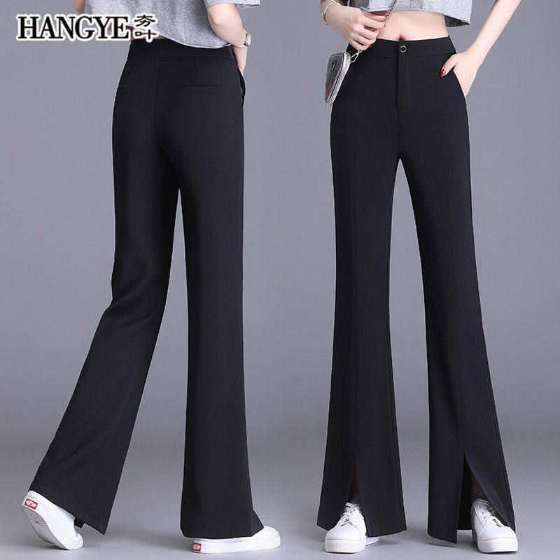 微喇叭裤夏季高腰显瘦垂坠感开叉裤子2026新款女裤休闲西裤春秋