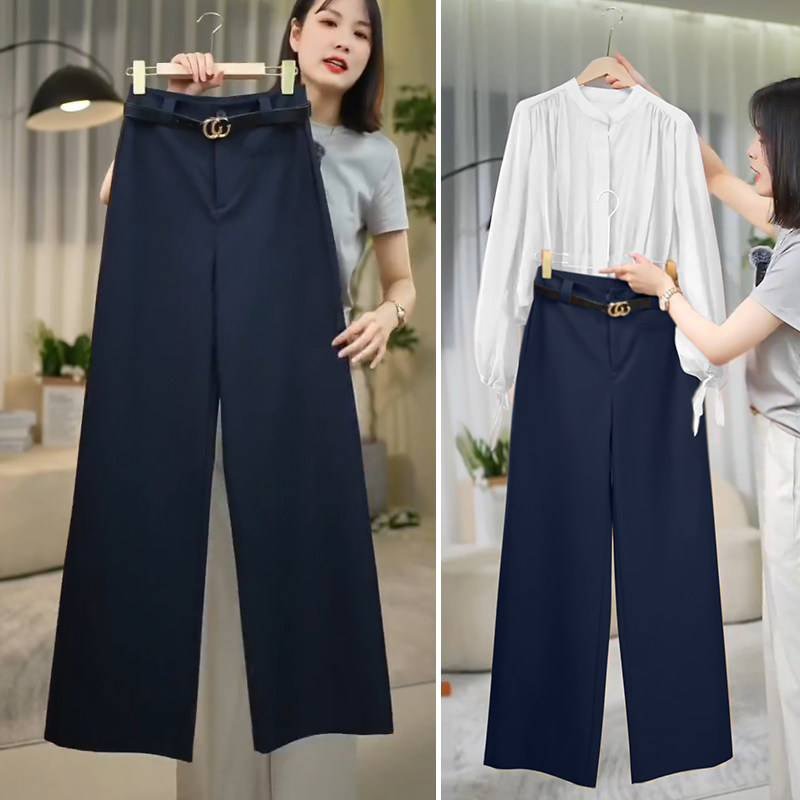 西装阔腿裤女春秋2025年新款高级感垂感高腰窄版小个子休闲直筒裤,女装/女士精品,大码裤装,淘宝优惠券,粉丝福利购,淘宝优惠卷
