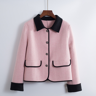 短款丝绒拼接名媛小香风外套韩版