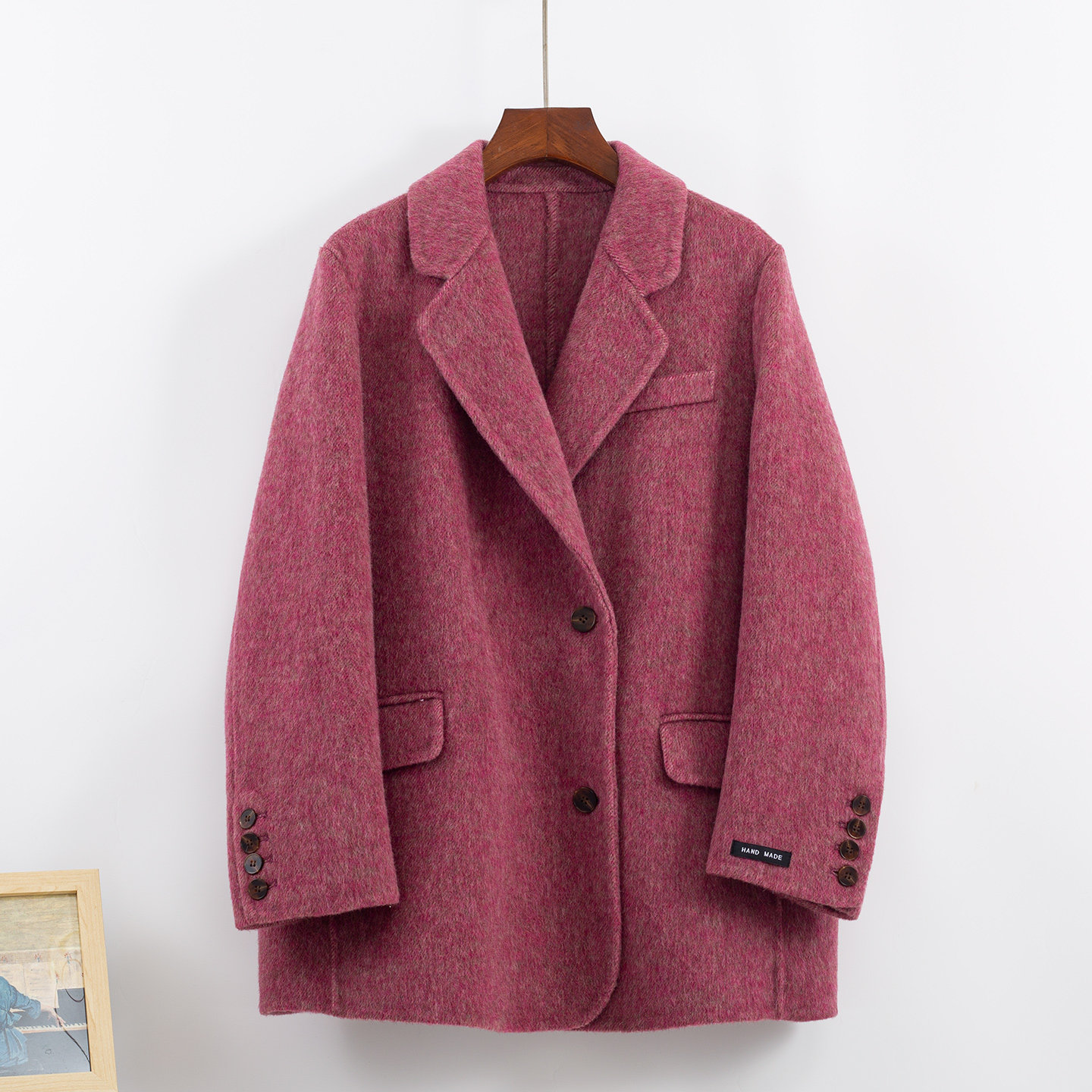 高端定制2025秋冬羊毛大衣女欧洲站双面呢外套西装领