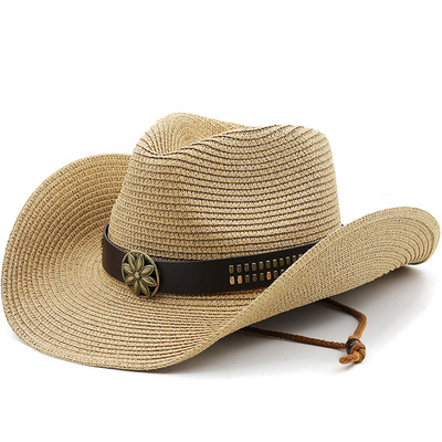 新款草帽藏族藏式西部牛仔礼帽民族风Straw Hat出游户外旅游