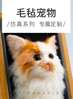 宠物羊毛毡来图定制玩偶猫头狗动物纪念订做礼物摆件手工萌宠天堂