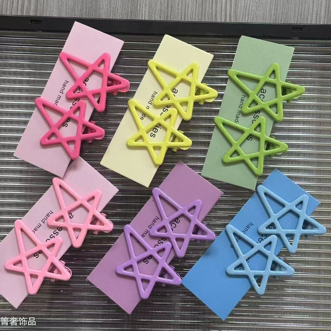 多巴胺彩色星星发夹女侧边刘海图片