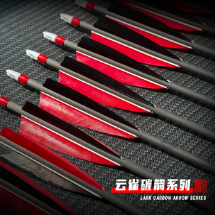 炎字推荐云雀真羽纯碳箭 反曲弓美猎弓箭支 6.2粗箭非竹木玻纤
