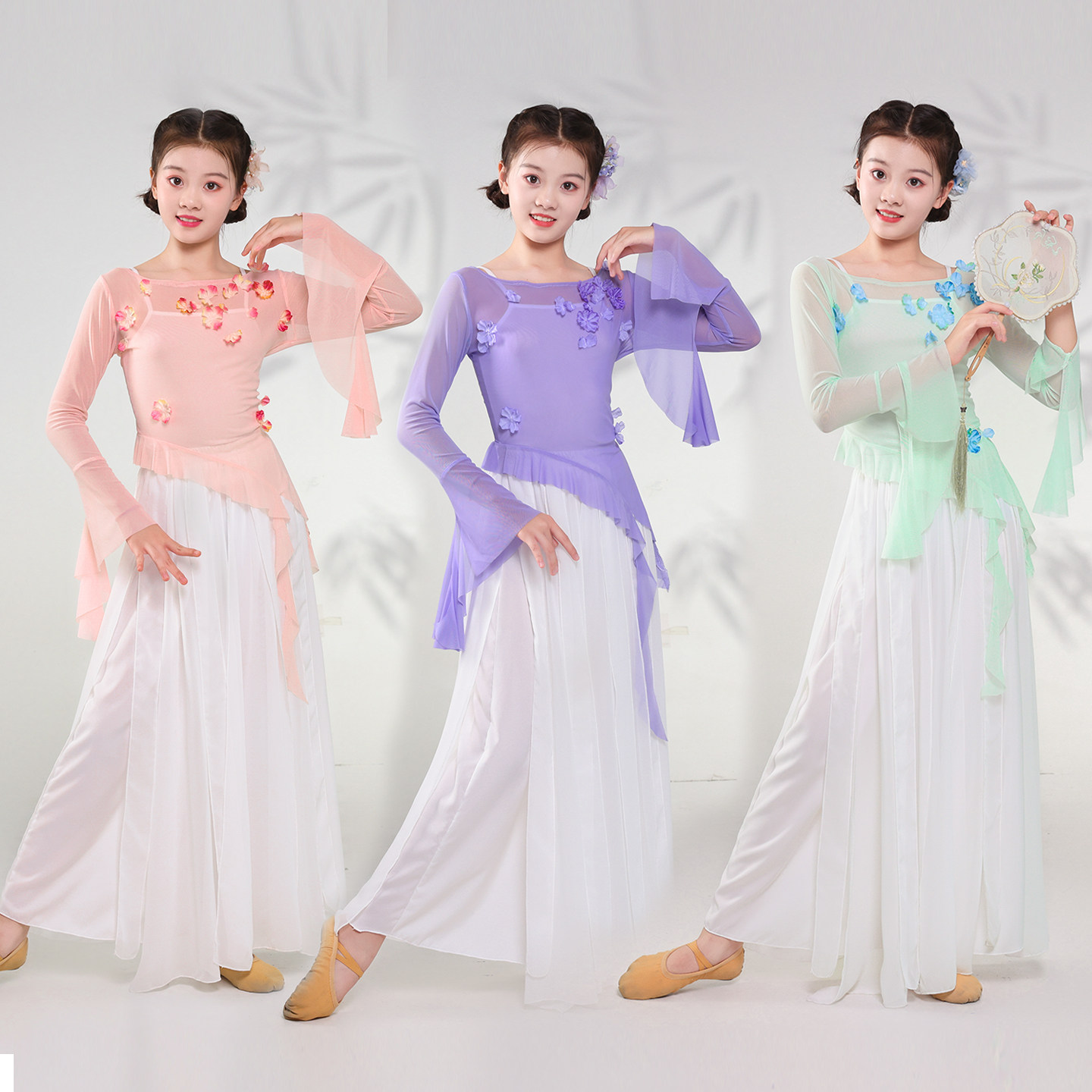 新款儿童古典舞服装中国风绝美纱衣练功服演出服女少儿立春舞蹈服
