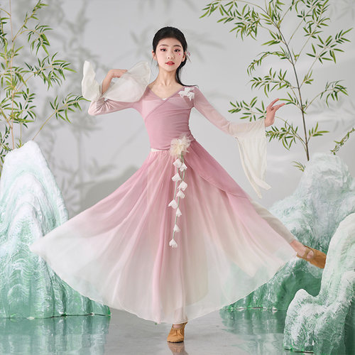 古典舞演出服女儿童汉服少儿飘逸仙气纱衣古风练功服中国舞蹈服装