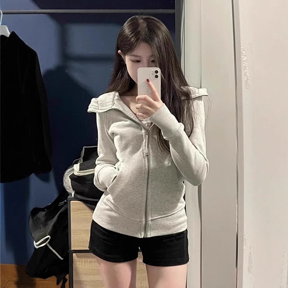 【工厂直销】修身卫衣外套女秋冬季春秋紧身上衣早秋季穿搭女短款