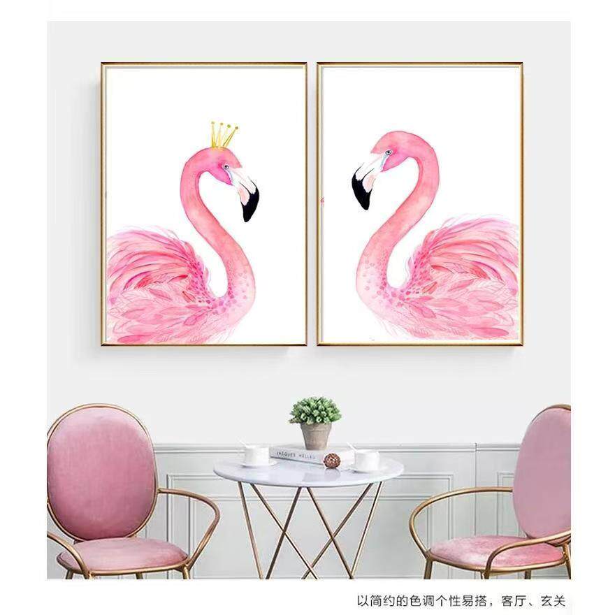 珠绣十字绣圆珠子雌雄火烈鸟串彩珠情侣两联绣