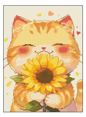 珠绣猫咪卡通画十字绣向日葵儿童串珠子彩珠圆珠绣