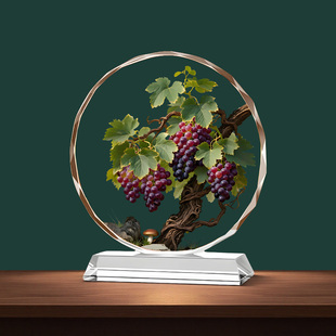 紫气东来葡萄玄关水晶摆件客厅酒柜电视柜多子多福家居装饰品摆台