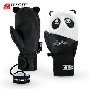 新款毛绒滑雪手套防水耐磨保暖韩系可爱大眼睛单板闷子手套男女