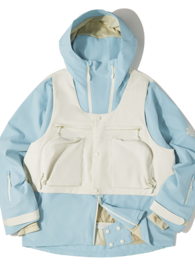 LITAN 2025蓝色假两件滑雪服单双板防风防水外套保暖雪裤套装女