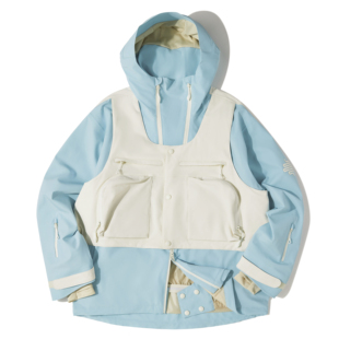 LITAN 2025蓝色假两件滑雪服单双板防风防水外套保暖雪裤套装女