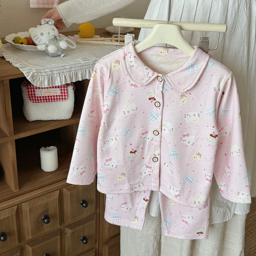 儿童秋装男女童秋季睡衣大中小童秋冬新款宝宝家居服开衫长袖套装