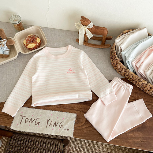 女宝宝保暖内衣套装纯棉1中小童280克秋衣秋裤3-6岁男童4儿童睡衣