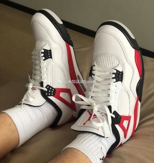 Air Jordan 4 AJ4白黑红 男女鞋芝加哥中帮复古篮球鞋 DH6927-161