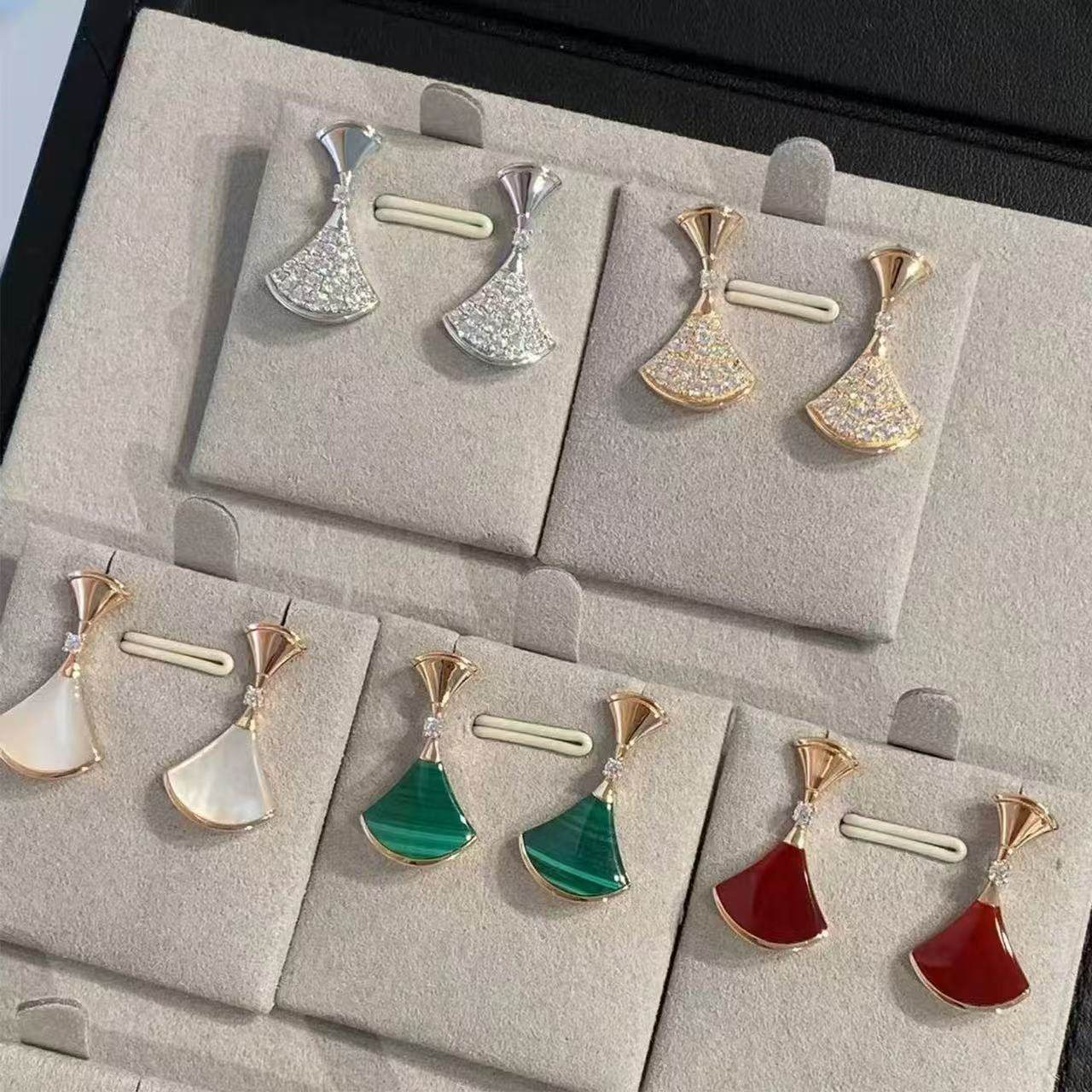 明星小裙子耳环女18K玫瑰金扇形耳钉白贝母红玉髓莫桑钻扇子耳坠,饰品/流行首饰/时尚饰品新,耳钉,淘宝优惠券,粉丝福利购,淘宝优惠卷