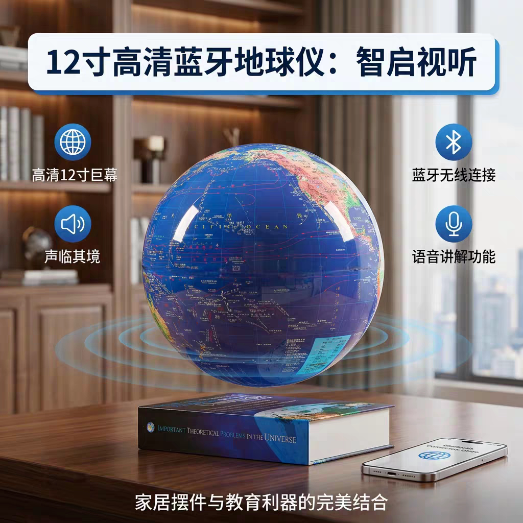 磁悬浮蓝牙音箱地球仪12寸办公室桌摆件家居客厅装饰品创意礼物