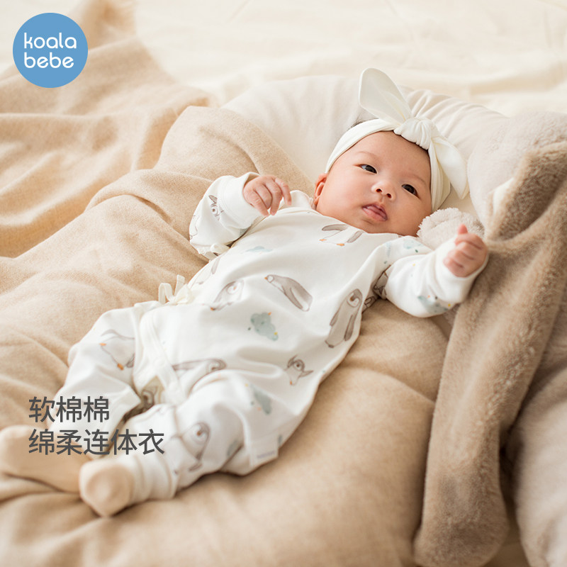 考拉鼻鼻[柔软纯棉·亲肤透气连体衣]新生儿可爱企鹅哈衣婴儿爬服图片