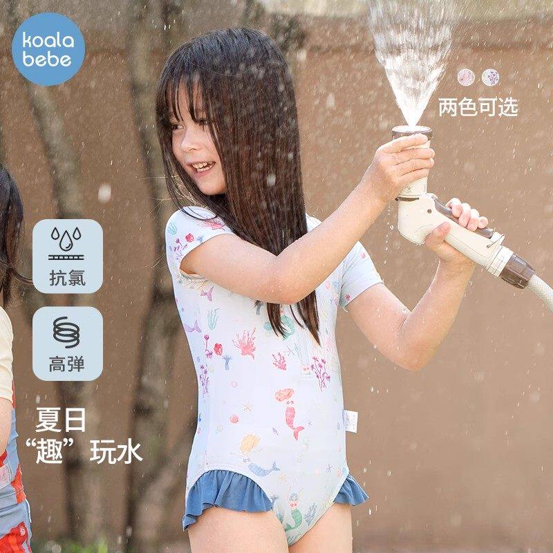考拉鼻鼻女宝宝泳衣夏季可爱连体泳衣女童泳装多巴胺新款童话之旅
