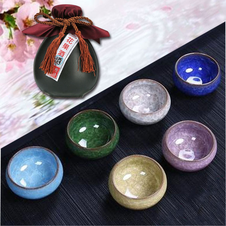 花果酒庄紫砂冰裂杯子 陶瓷酒碗酒杯小酒碗 8个包邮赠送以外购买