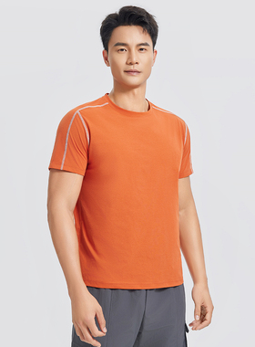 GYMANT肌肉蚂蚁夏季新款运动健身高弹亲肤舒适橙色男圆领短袖T恤