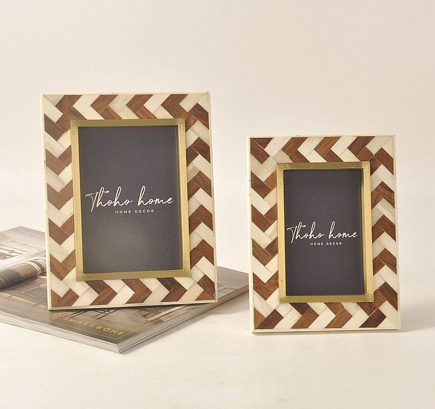印度进口牛骨手工拼接6寸7寸像框工艺品装饰摆件简约相框摆台高档