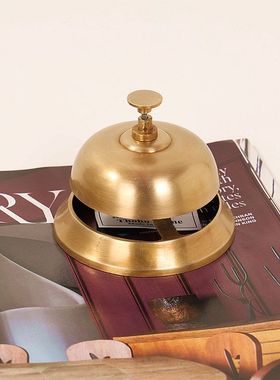 印度进口铜铃黄铜复古传菜铃老人呼叫铃铛上菜按铃厨房出餐叫餐铃