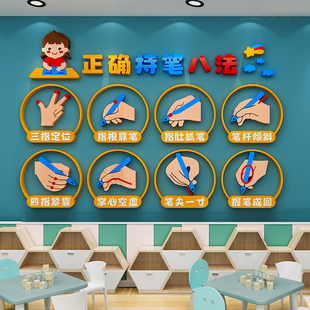 硬笔书法培训班教室布置装饰墙贴机构文化墙墙面握笔笔画坐姿墙贴
