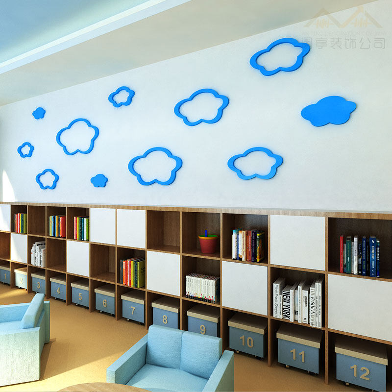 幼儿园教室墙面装饰天花板吊顶白云亚克力立体墙贴儿童房床头贴纸