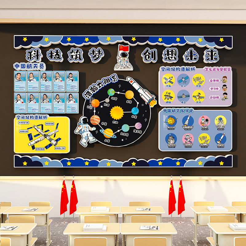 爱国班级幼儿园环创材料教室装饰文化墙贴画红色主题墙成品黑板报图片