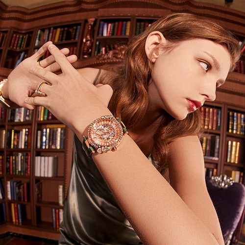 迦堤大表盘奢华镂空女士机械手表