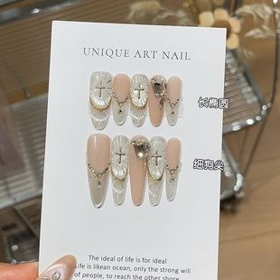 纯手工鎏金之光爆闪清冷猫眼法式 碎钻手绘星芒堆钻高级细狗穿戴甲