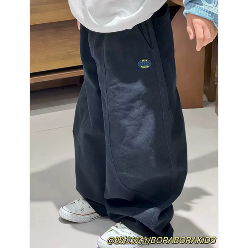 波拉bora儿童装男生卫裤中大青少年休闲裤秋季款女孩工装裤弯刀裤