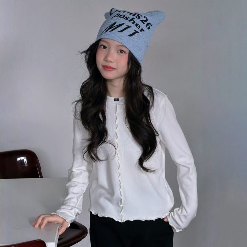 波拉bora童装韩国童装秋冬女童深灰色白色浅蓝色打底衫时尚百搭潮
