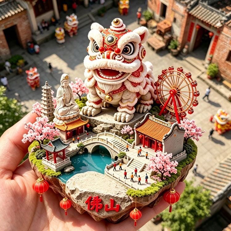 佛山醒狮金属磁吸冰箱贴祖庙岭南天地顺德清晖园旅游纪念品伴手礼