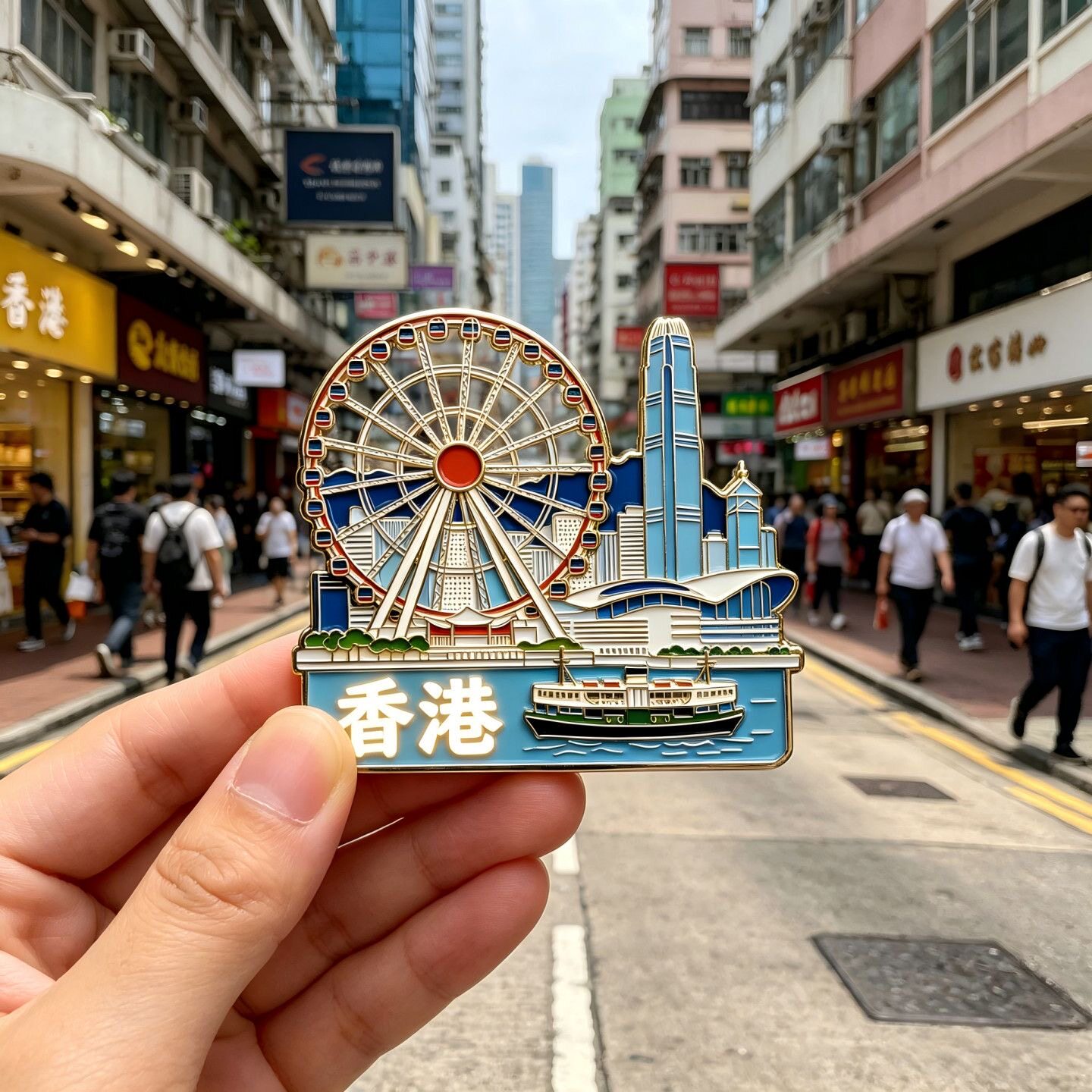香港地标金属冰箱贴镂空维港天际线摩天轮旅游纪念文创磁吸伴手礼