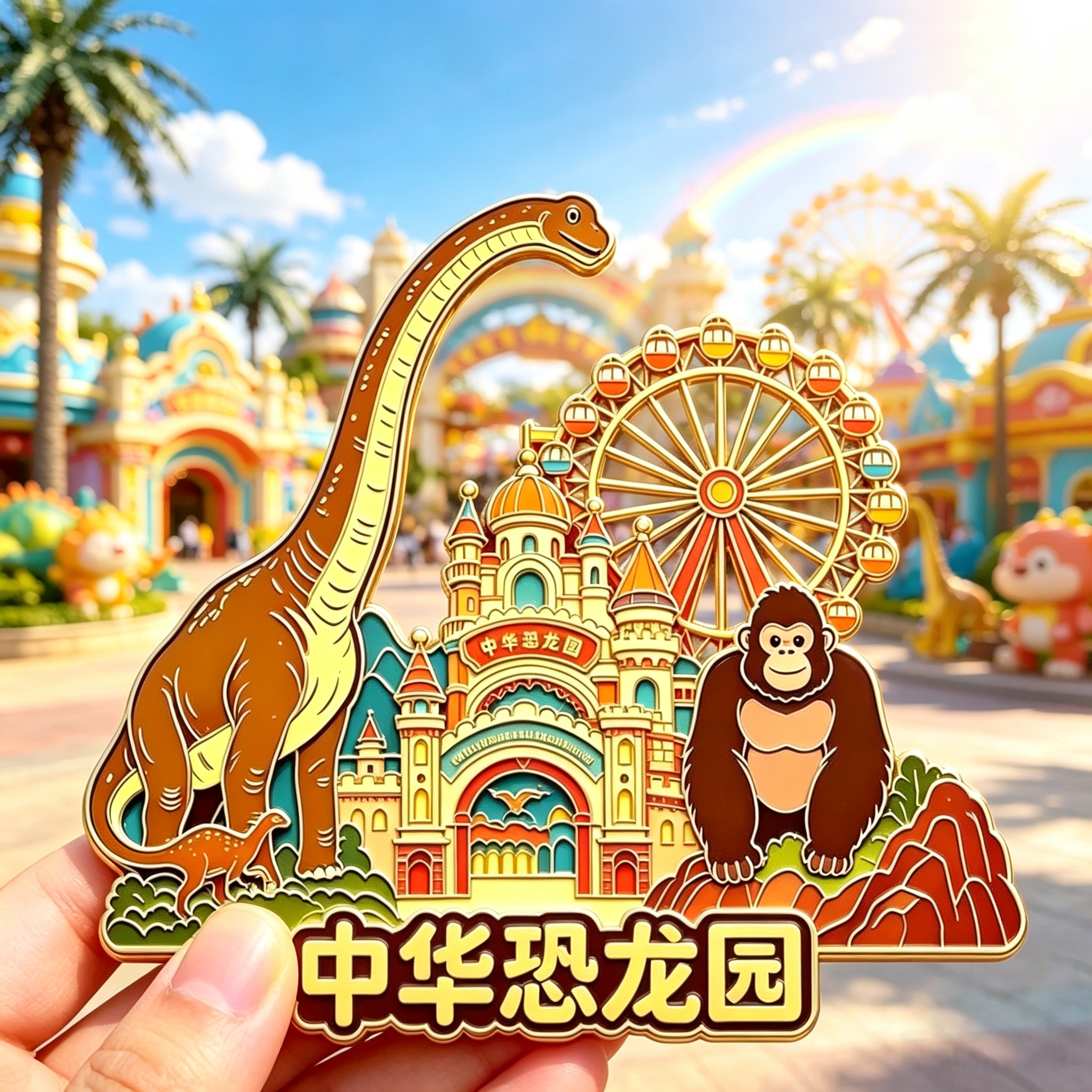 中华恐龙园冰箱贴常州旅游文创纪念品金属珐琅恐龙地标磁吸伴手礼