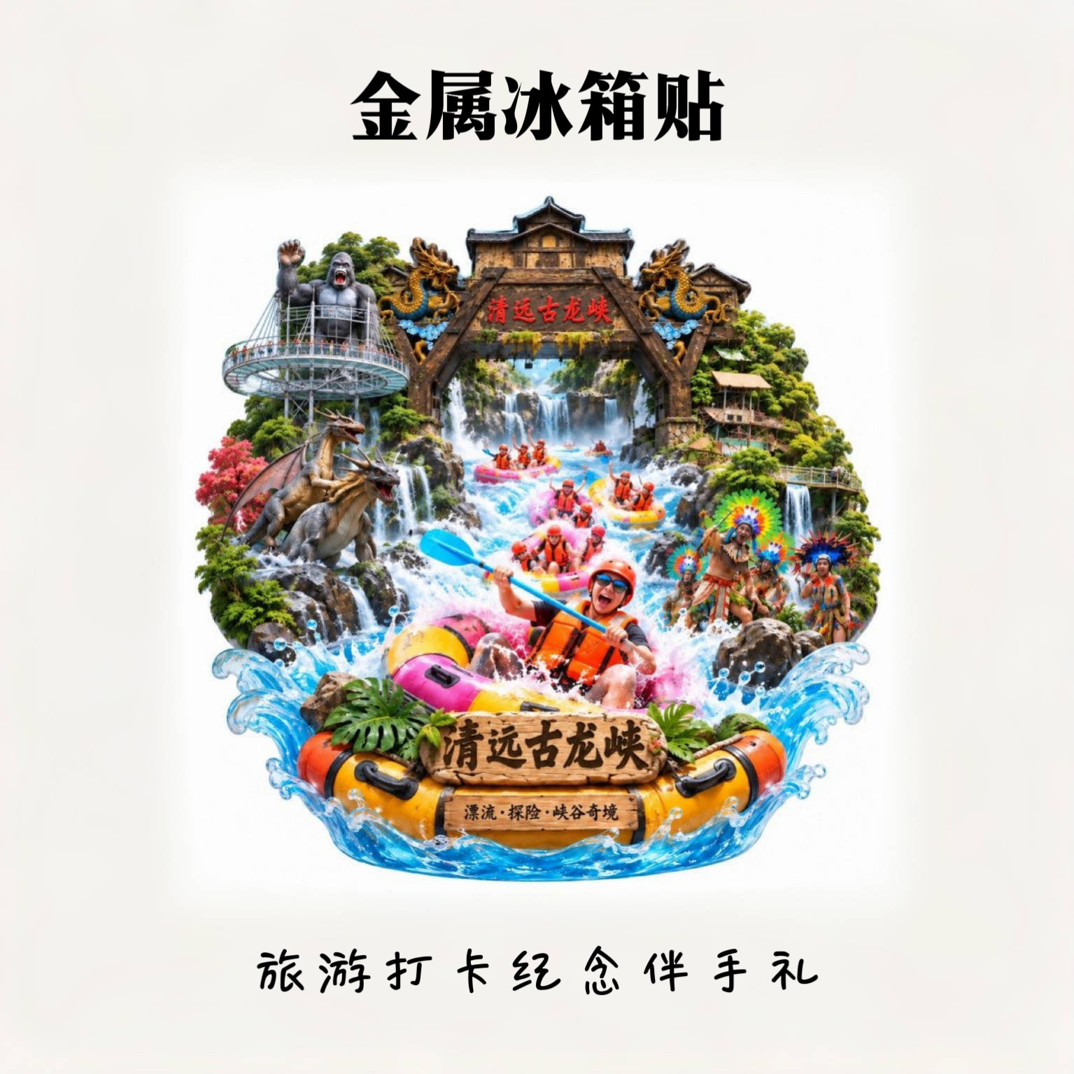 清远古龙峡冰箱贴广东清远旅游纪念品峡谷漂流文创磁贴装饰伴手礼