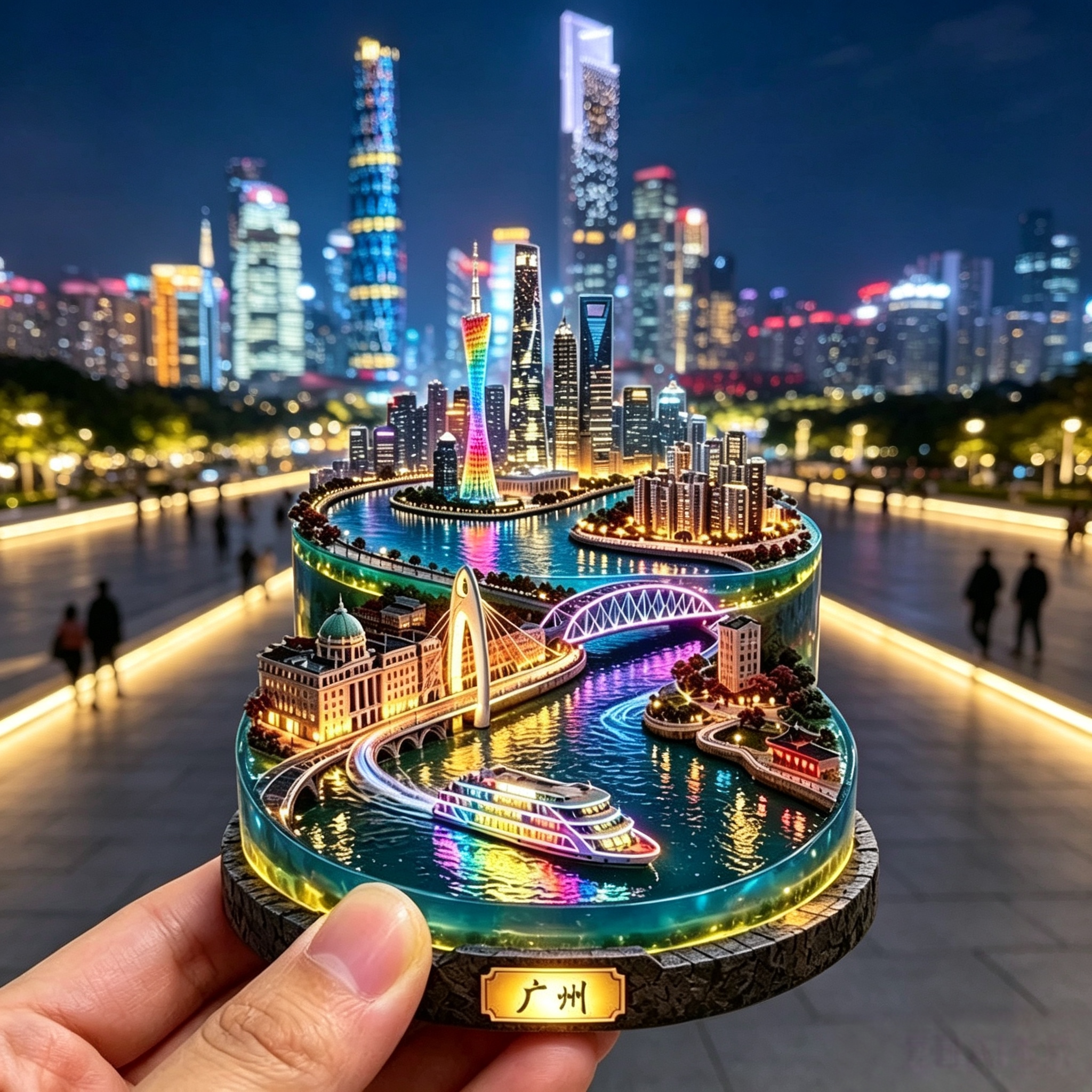 广州文创冰箱贴广州塔夜景微缩景观磁吸贴城市旅游特色礼物纪念品