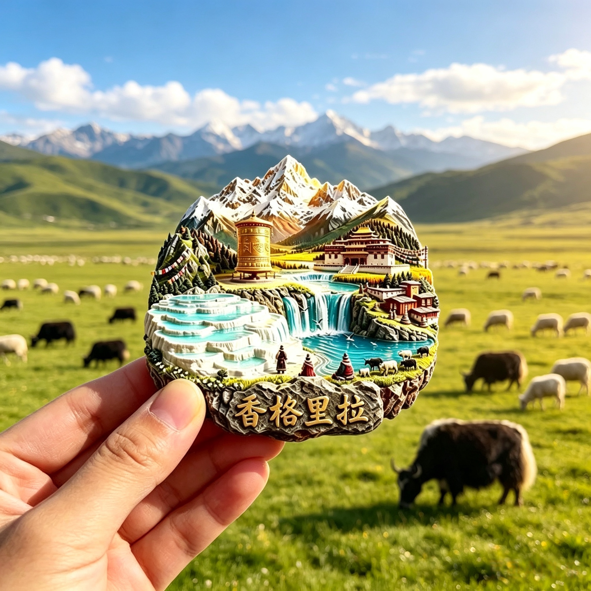 香格里拉冰箱贴云南迪庆纪念品松赞林寺雪山旅游伴手礼磁吸装饰贴