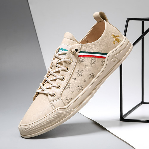 潮流板鞋蜜蜂小白鞋男软底透气