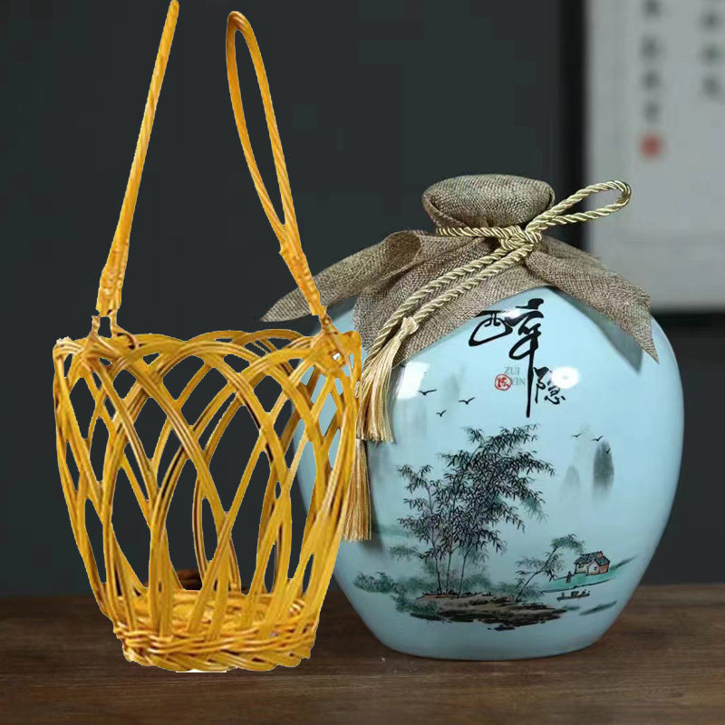 景德镇陶瓷空酒瓶酒坛子5斤10斤配手提篮仿古密封酒壶窖藏存酒器