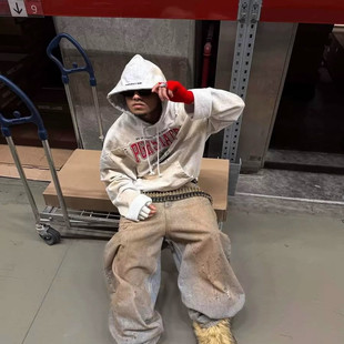 Graliz Project连帽卫衣欧美明星同款嘻哈说唱休闲宽松休闲做旧