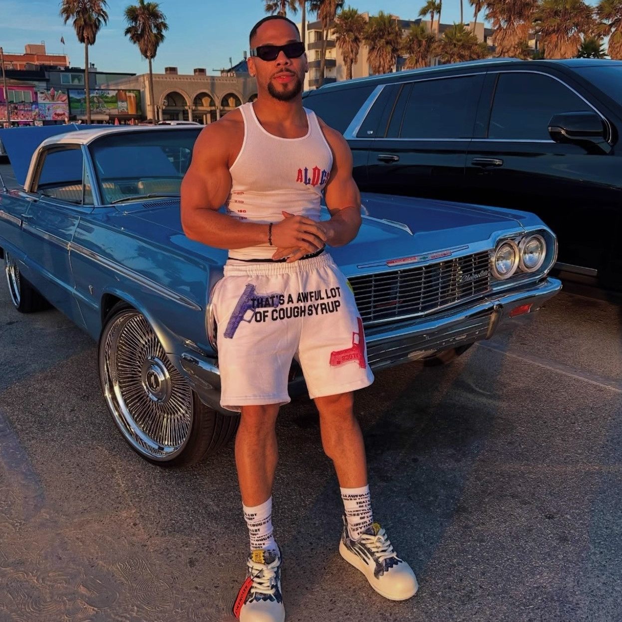 Cough Syrup夏季短裤透气欧美明星同款嘻哈休闲宽松说唱街头