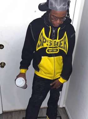 Sp5der高定拉链卫衣连帽衫宽松Centralcee美潮同款嘻哈说唱Spider