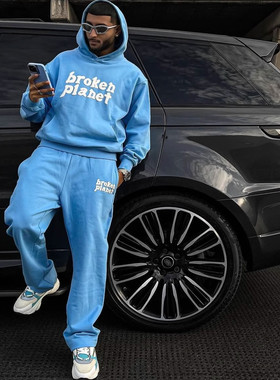 Broken Planet卫衣套装发泡印花毛圈欧美明星同款嘻哈说唱街头