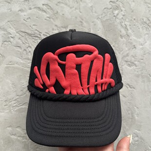 Synaworld字母红色麻绳棒球帽平檐刺绣嘻哈说唱休闲宽松Cench百搭